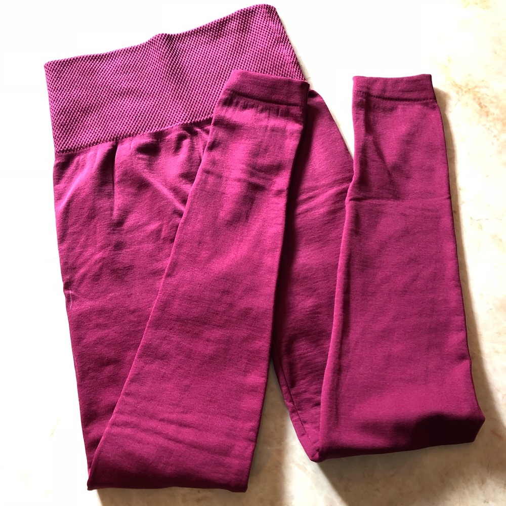 Burgundy Thick Band Leggings NWOT